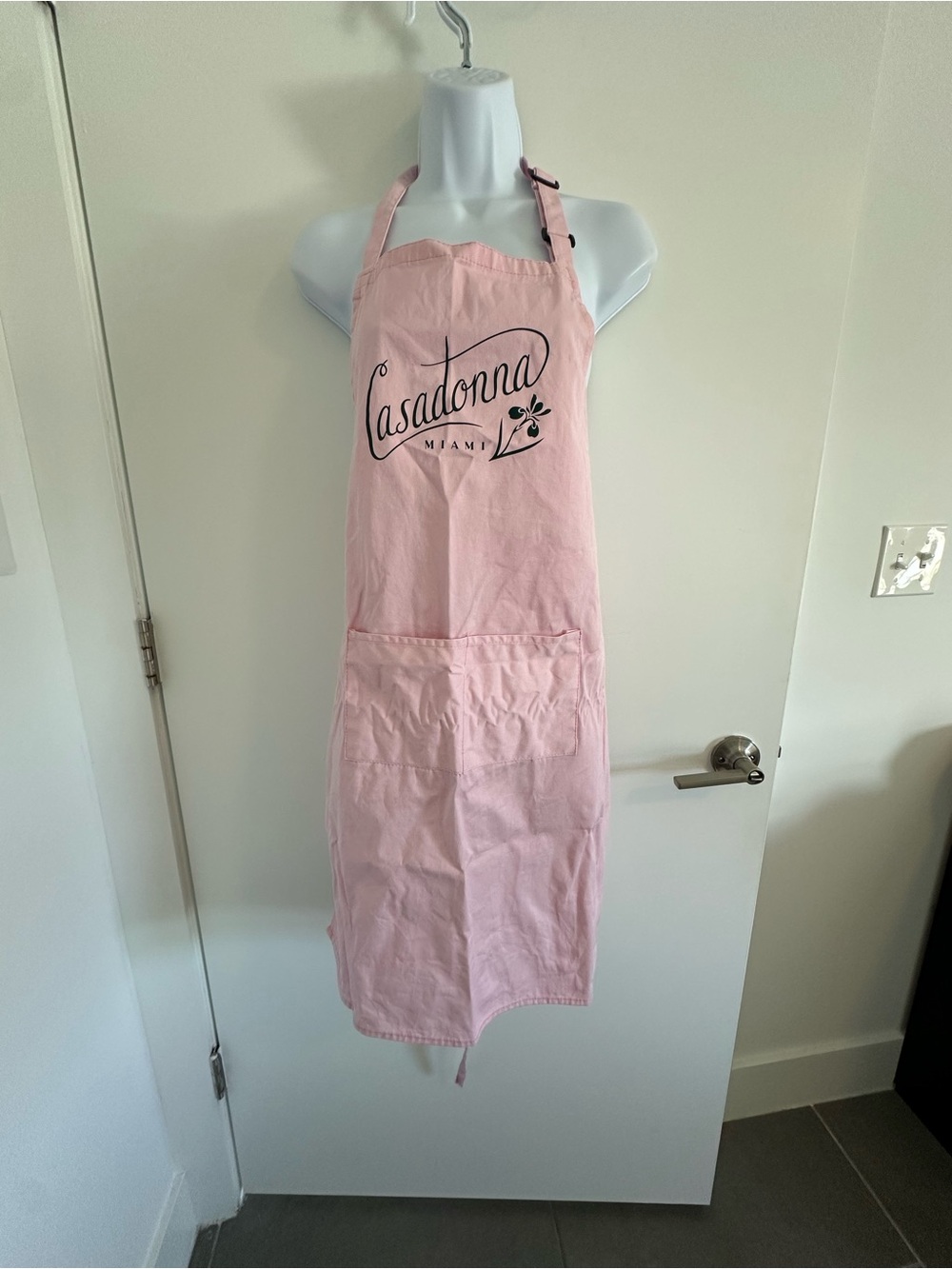 Cassadona Miami Pink Cotton Apron with Front Pocket and Neck Strap
